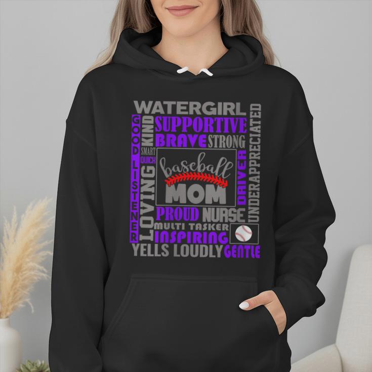 Baseball Mom Traits For Great Mothers Grey And Purple Wmen Hoodie