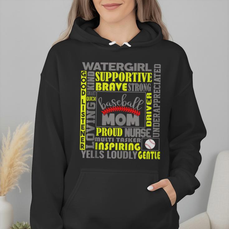 Baseball Mom Traits For Great Mothers Grey And Yellow Wmen Hoodie