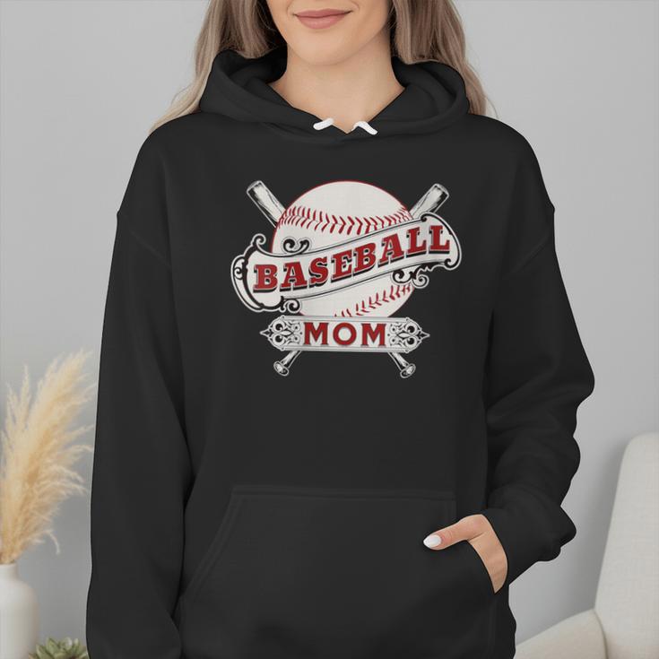 Baseball Mom Vintage Retro Game Day Son Supporter Fan Wmen Hoodie