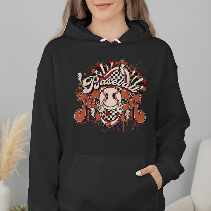Baseball Mom Vintage Retro Groovy Sport Fan Mother Day Wmen Hoodie