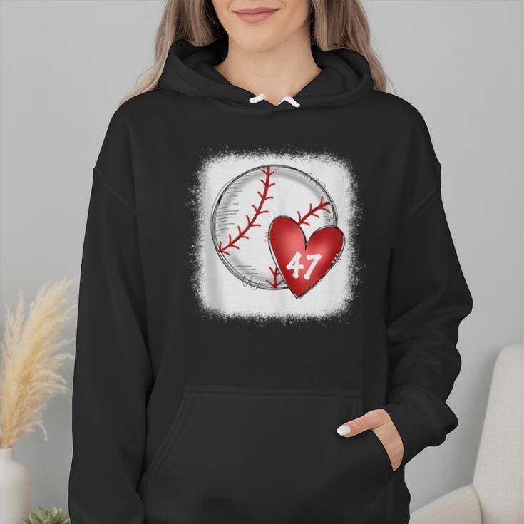 Bleached Custom Baseball Mom Number 47 Heart For Mom Wmen Hoodie Bleached Custom Baseball Mom Number 47 Heart For Mom Wmen Hoodie