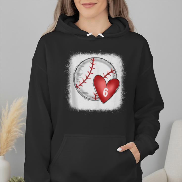 Bleached Custom Baseball Mom Number 6 Heart For Mom Wmen Hoodie Bleached Custom Baseball Mom Number 6 Heart For Mom Wmen Hoodie