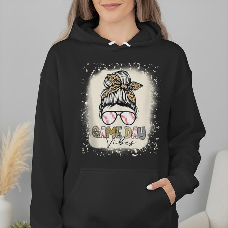 Bleached Messy Bun Game Day Vibes Baseball Mom Game Day Wmen Hoodie Bleached Messy Bun Game Day Vibes Baseball Mom Game Day Wmen Hoodie