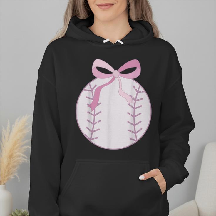 Coquette Baseball Mom Pink Bow Baseball Mama Wmen Hoodie
