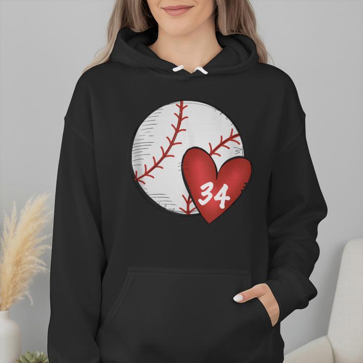 Custom Baseball Mom Number 34 Heart For Mom Mommy Wmen Hoodie