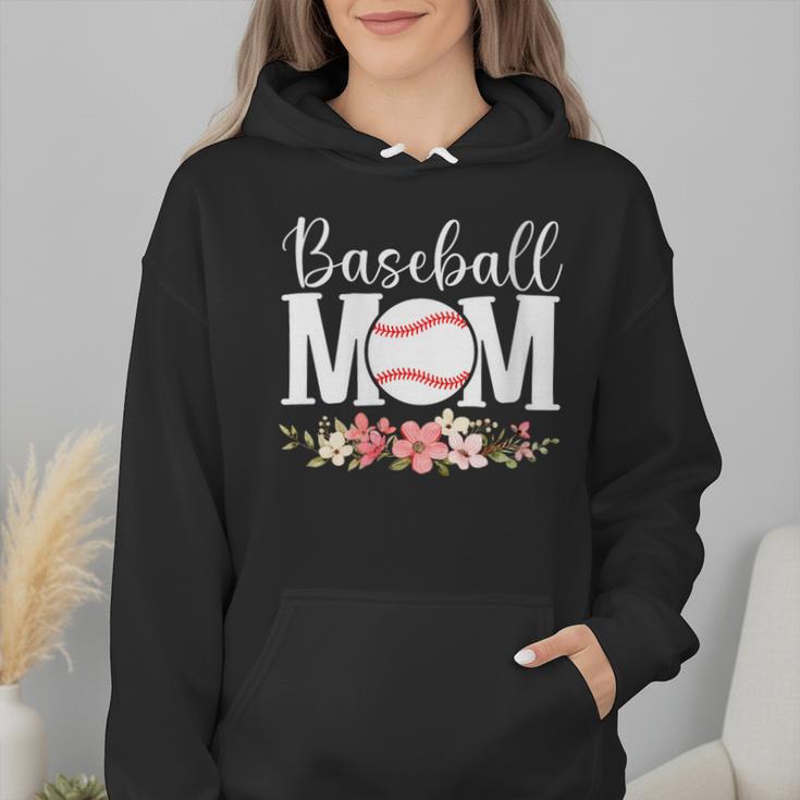 Floral Baseball Mom Mother's Day Cute Baseball Mama Mommy Wmen Hoodie