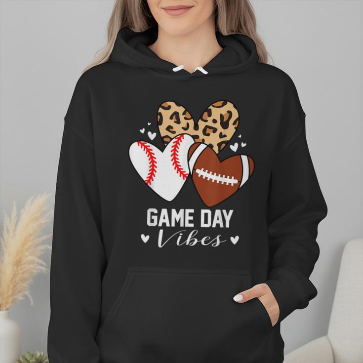 Game Day Vibes Football Baseball Mom Heart Wmen Hoodie
