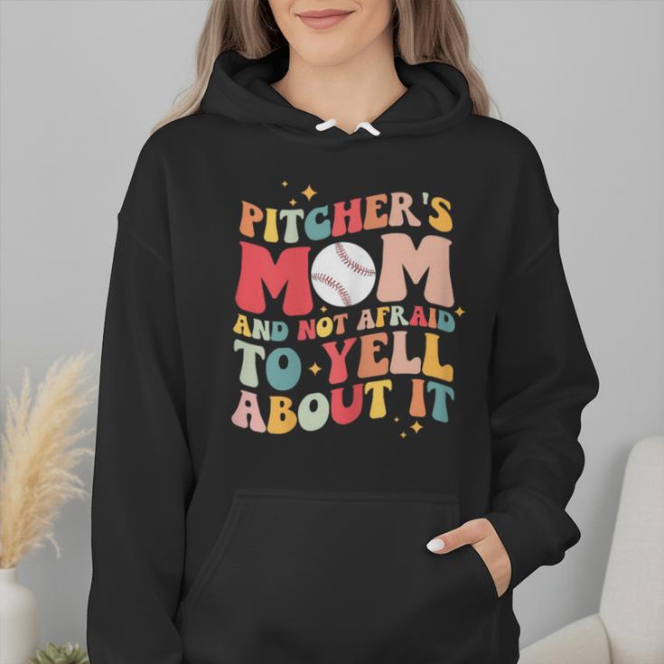 Groovy Ptchers Baseball Mom And Not Afraid To Yell About It Wmen Hoodie Groovy Ptchers Baseball Mom And Not Afraid To Yell About It Wmen Hoodie