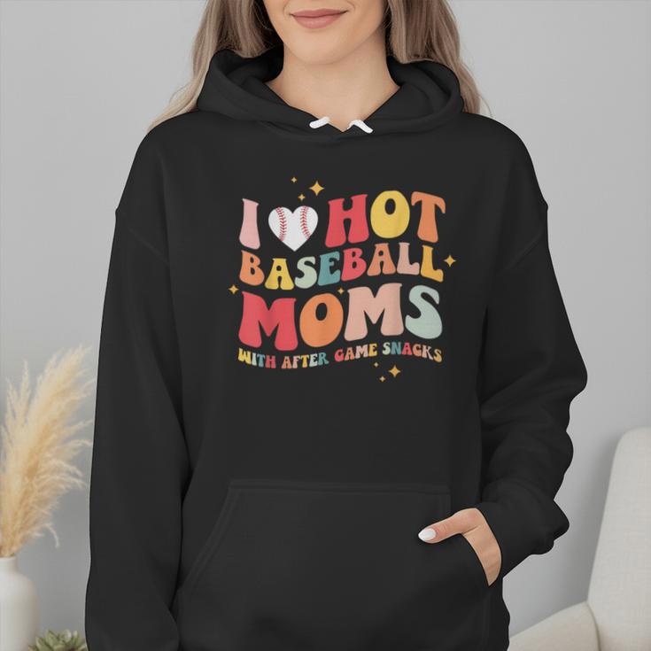 Groovy Retro I Love Hot Baseball Moms With After Game Snacks Wmen Hoodie Groovy Retro I Love Hot Baseball Moms With After Game Snacks Wmen Hoodie