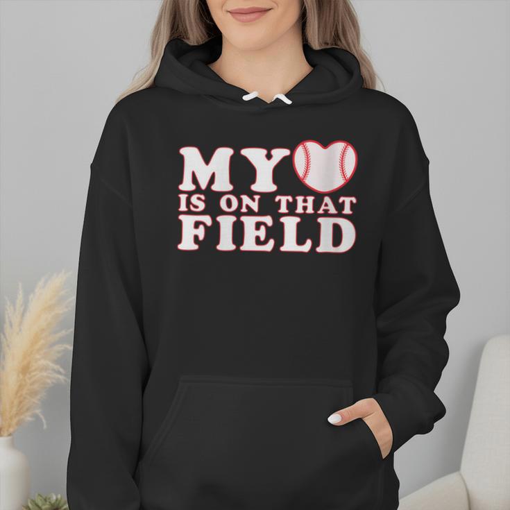 My Heart Is On That Court Baseball Mom Wmen Hoodie