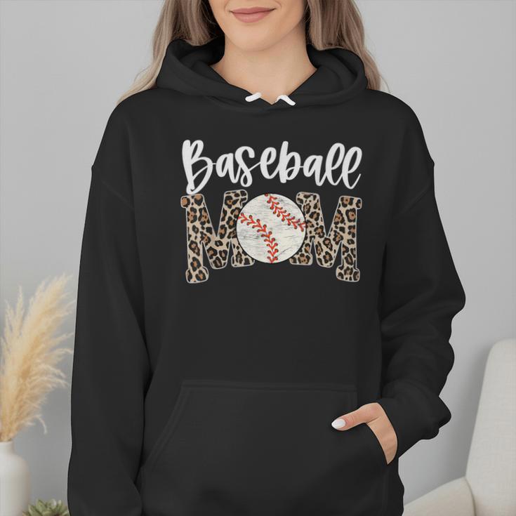 Leopard Baseball Mom Baseball Mama Retro Cute Mother's Day Wmen Hoodie