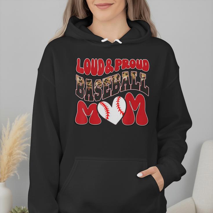 Loud Proud Baseball Mom Red Team Leopard Baseball Mom Squad Wmen Hoodie