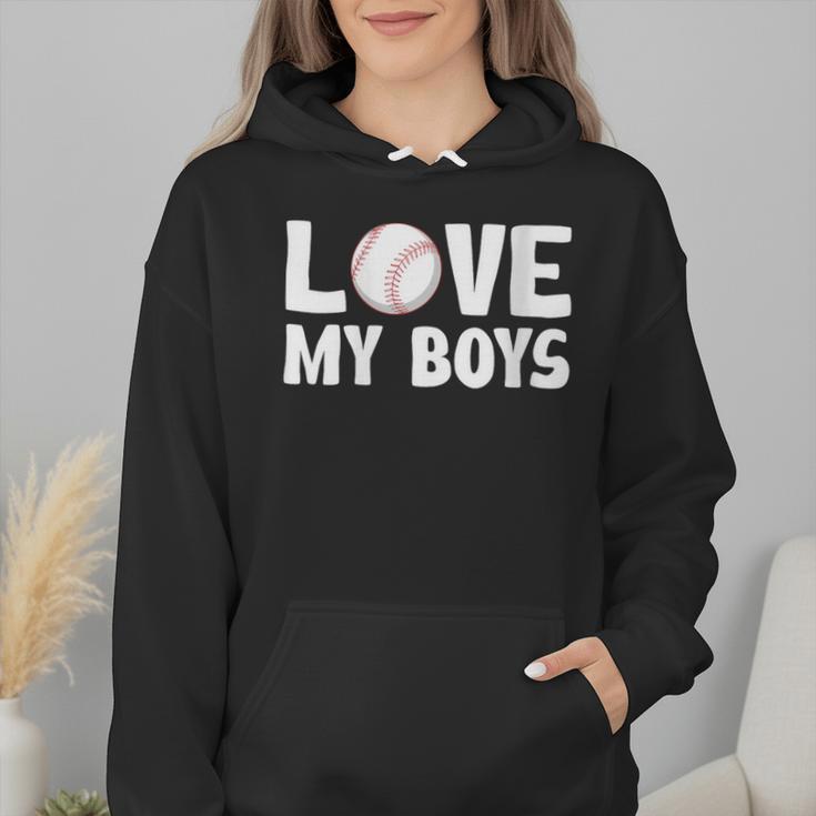 I Love My Boys Baseball Moms Wmen Hoodie