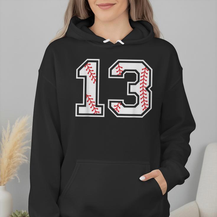 Lucky Number 13 Baseball Mom Baseball Number 13 Lucky 13 Wmen Hoodie
