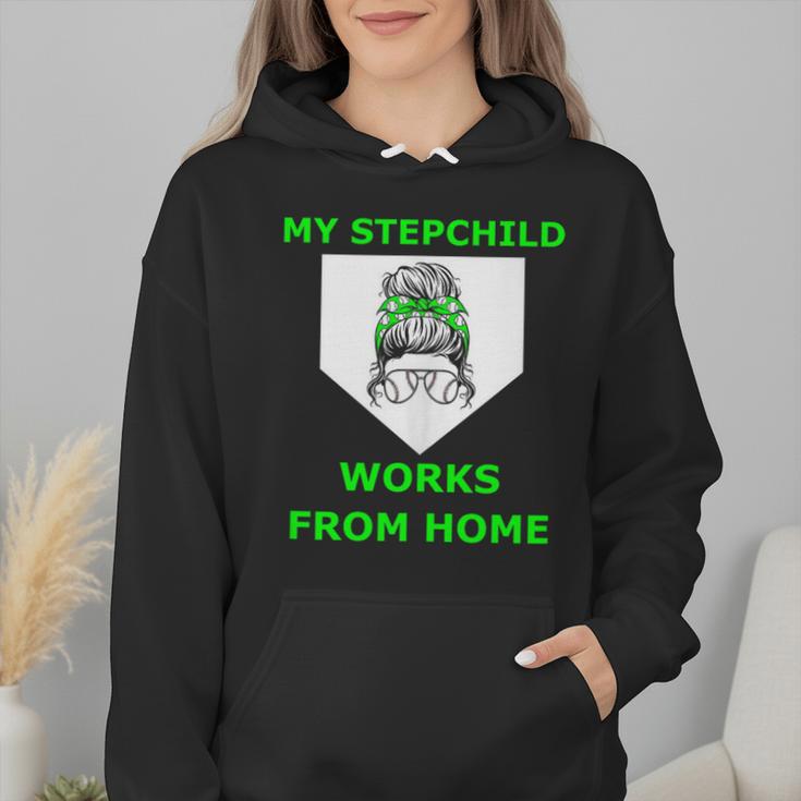 Messy Bun Baseball Mom My Stepchild Works From Home Wmen Hoodie Messy Bun Baseball Mom My Stepchild Works From Home Wmen Hoodie