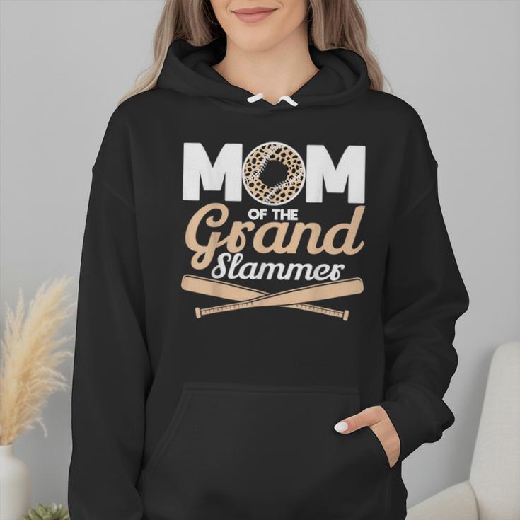 Mom Of The Grand Slammer Leopard Baseball Mom Wmen Hoodie