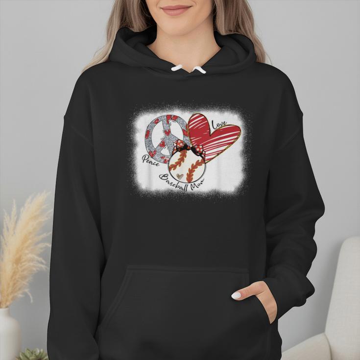 Peace Love Baseball Mom Mommy Wmen Hoodie