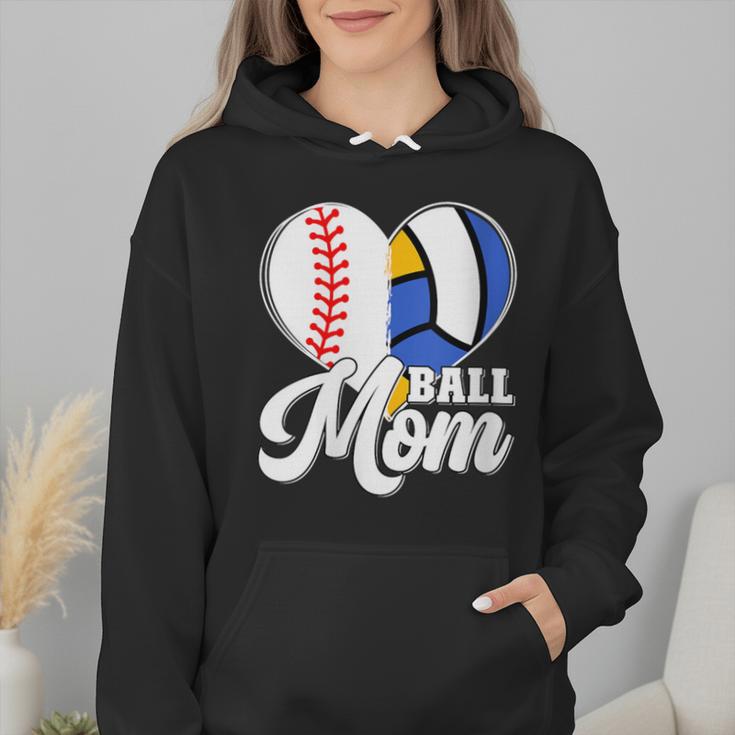 Proud Ball Mom Volleyball Baseball Mom Heart Wmen Hoodie