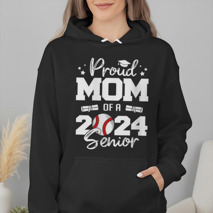 Proud Mom Of a 2024 Senior Baseball Mom 2024 Graduate Wmen Hoodie