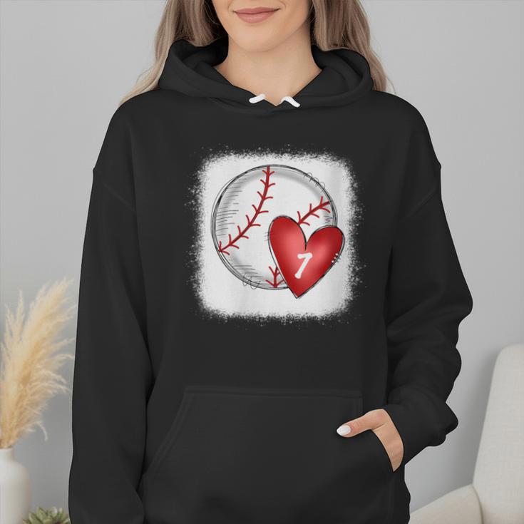 Womens Bleached Custom Baseball Mom Number 7 Heart For Mom Wmen Hoodie Womens Bleached Custom Baseball Mom Number 7 Heart For Mom Wmen Hoodie