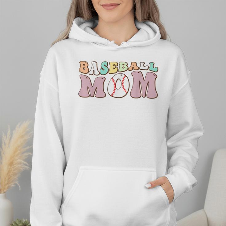 Baseball Mom Groovy Game Day Wmen Hoodie