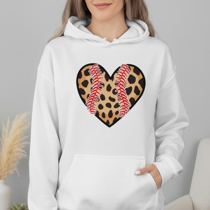 Baseball Mom Leopard Heart Valentine Day Mother Day Wmen Hoodie
