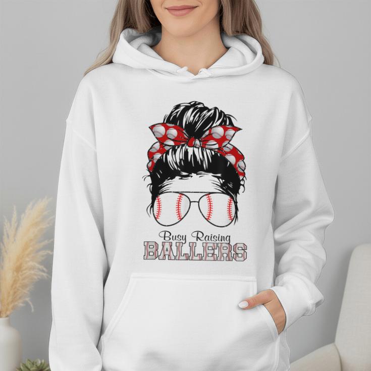 Busy Raising Ballers Messy Bun Funny Baseball Mom Wmen Hoodie Busy Raising Ballers Messy Bun Funny Baseball Mom Wmen Hoodie