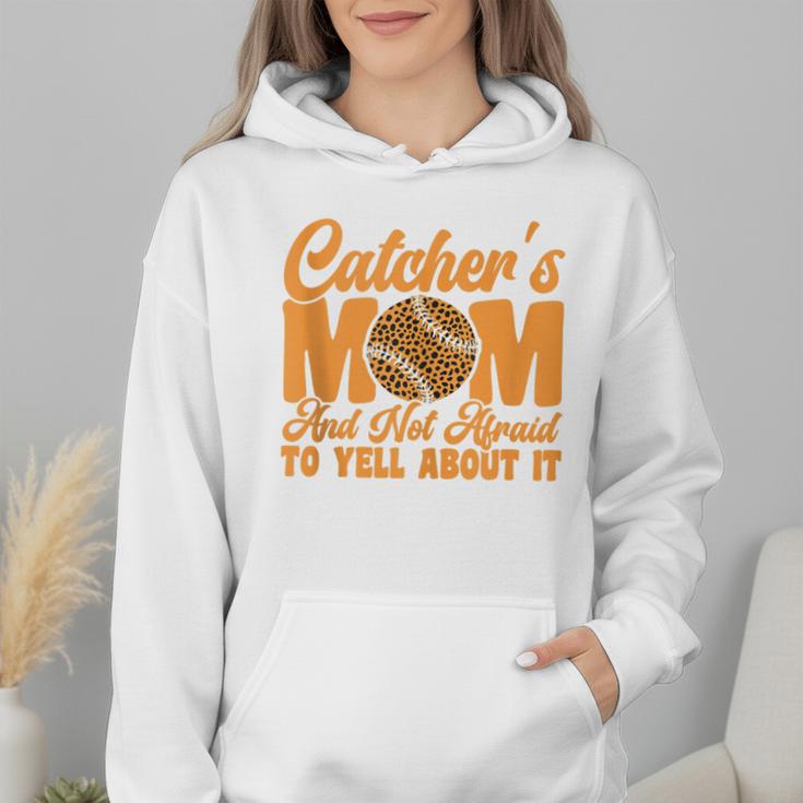 Catcher's Mom And Not Afraid Leopard Baseball Mom Wmen Hoodie Catcher's Mom And Not Afraid Leopard Baseball Mom Wmen Hoodie