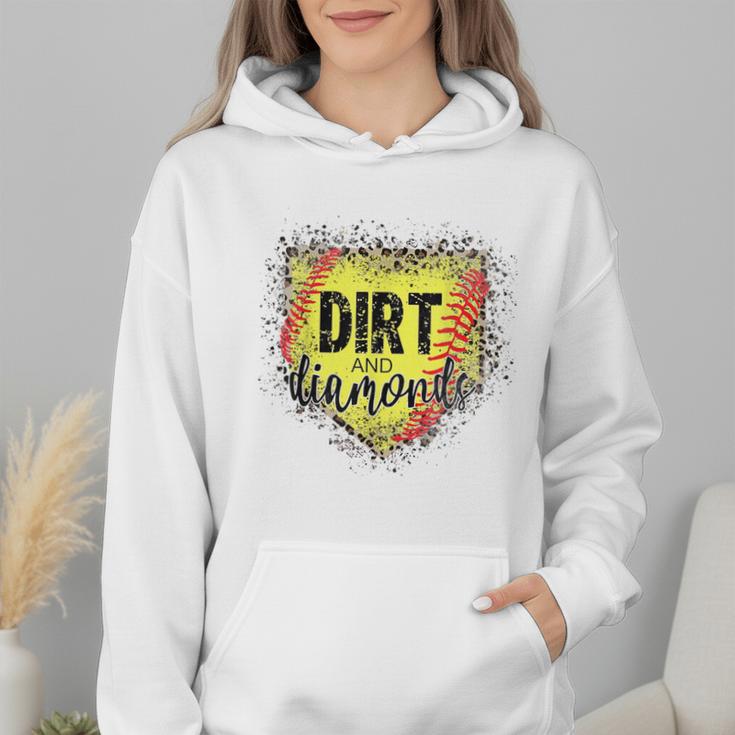 Dirt And Diamonds Baseball Leopard Baseball Mom Wmen Hoodie