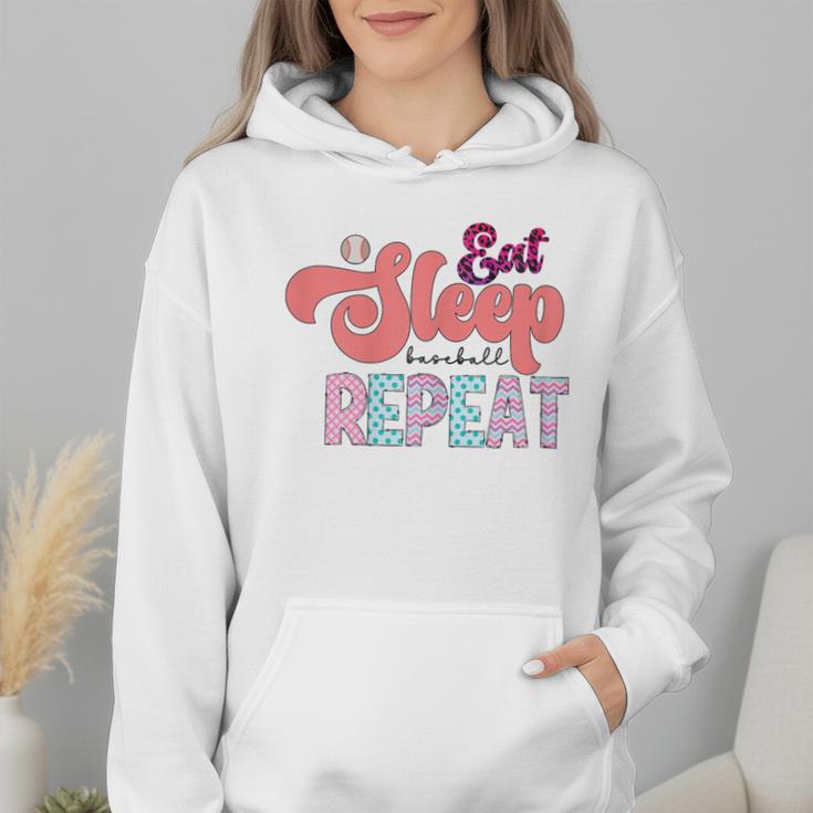 Eat Sleep Baseball Repeat Baseball Moms Wmen Hoodie