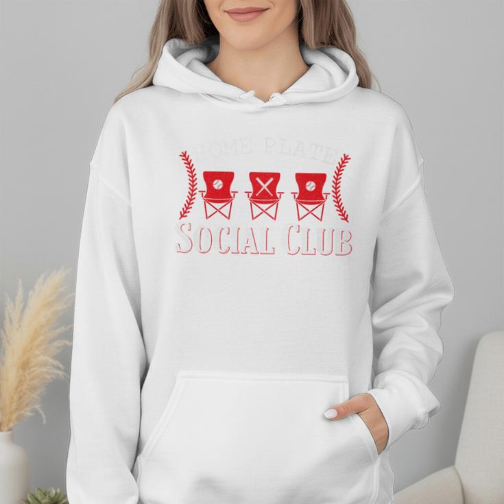 Home Plate Social Club Softball Season Baseball Mom Premium Wmen Hoodie