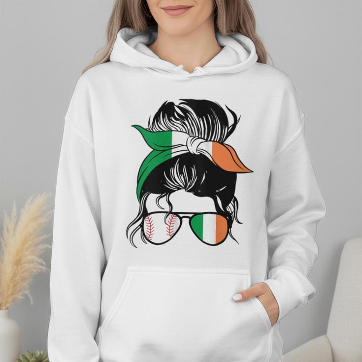 Ireland Baseball Mom Messy Bun Irish Baseball Girl Wmen Hoodie Ireland Baseball Mom Messy Bun Irish Baseball Girl Wmen Hoodie