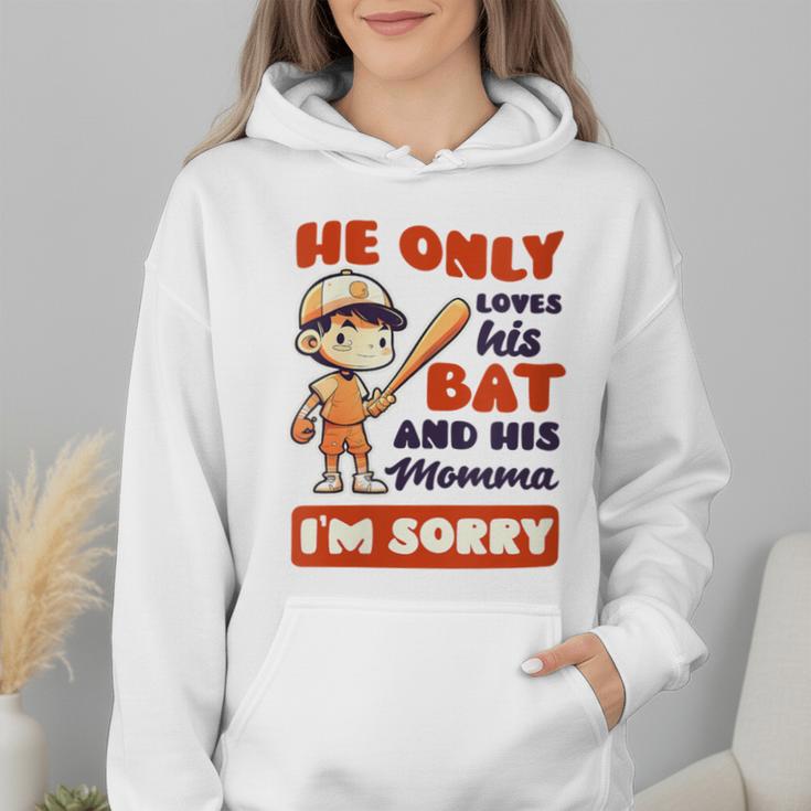 Loves Bat And His Momma Baseball Mom Wmen Hoodie