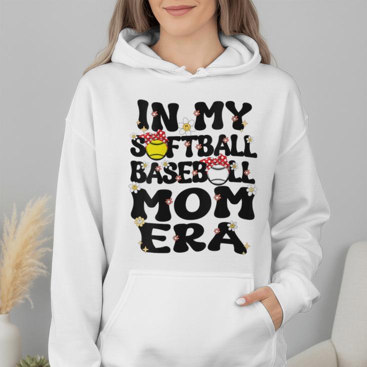 In My Softball Baseball Mom Era Retro Groovy Mom Of Both Wmen Hoodie In My Softball Baseball Mom Era Retro Groovy Mom Of Both Wmen Hoodie