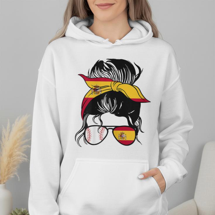 Spanish Baseball Mom Messy Bun Spain Baseball Girl Wmen Hoodie Spanish Baseball Mom Messy Bun Spain Baseball Girl Wmen Hoodie