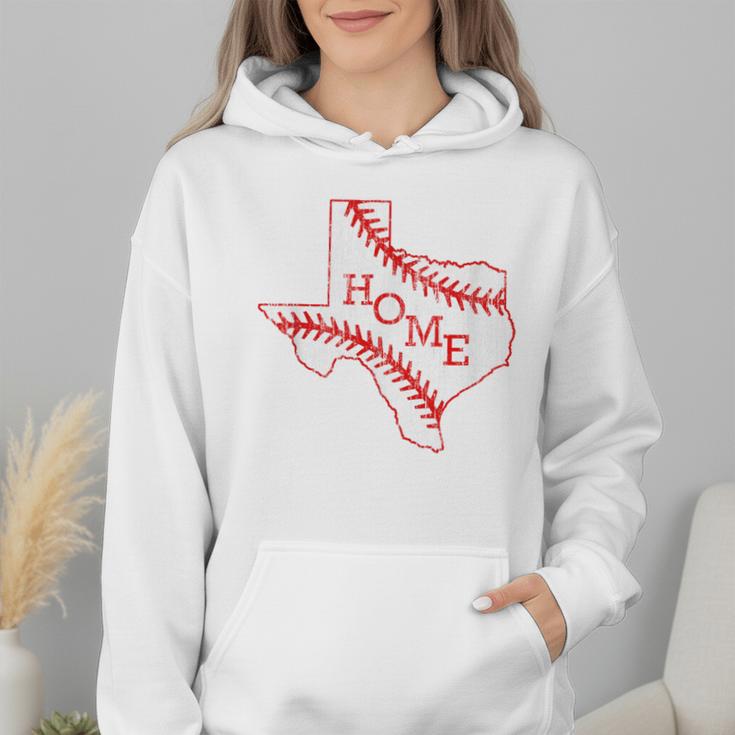 Vintage Texas State Map Home Baseball Lover Baseball Mom Wmen Hoodie