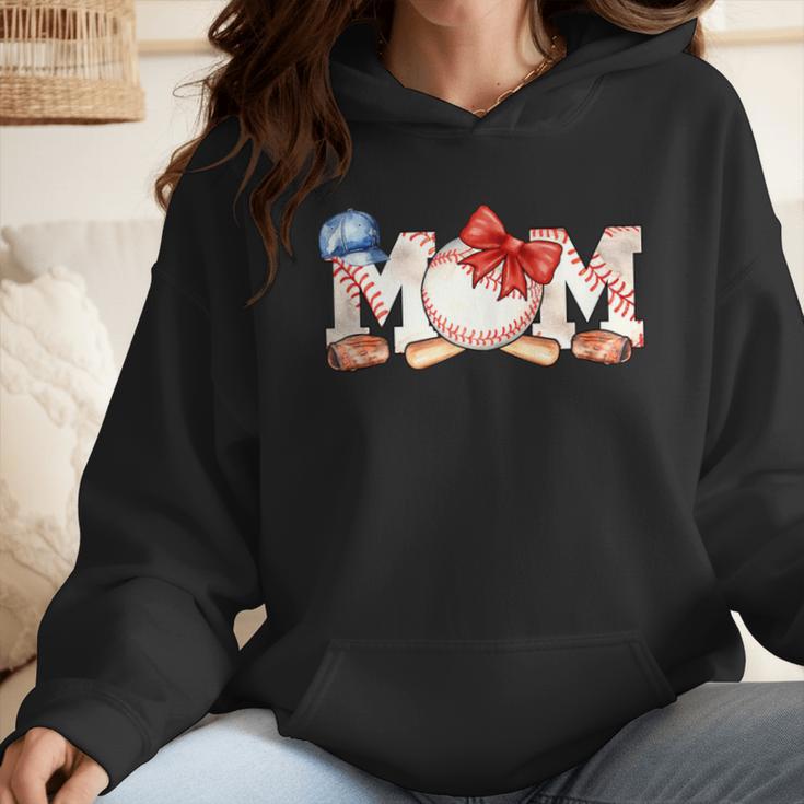 Ball Mom Bow Tie Baseball Mom Wmen Hoodie