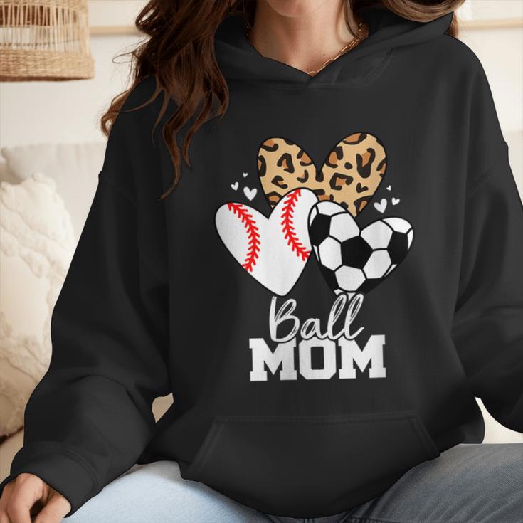 Ball Mom Soccer Baseball Mom Heart Wmen Hoodie