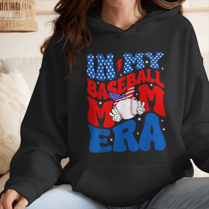In My Baseball Mom Era Groovy Baseball Mother's Day US Flag Wmen Hoodie In My Baseball Mom Era Groovy Baseball Mother's Day US Flag Wmen Hoodie