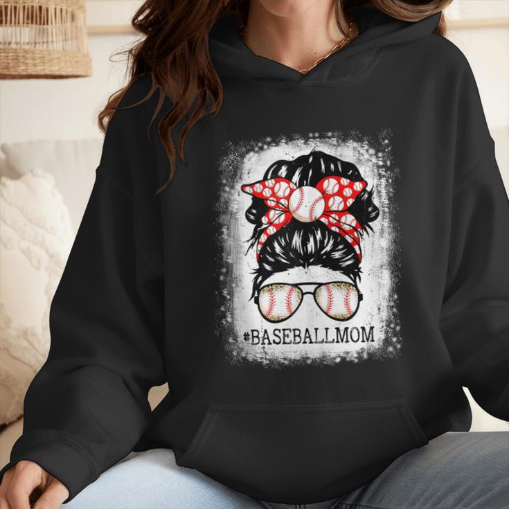 Baseball Mom Messy Bun Hair Player Mom Wmen Hoodie