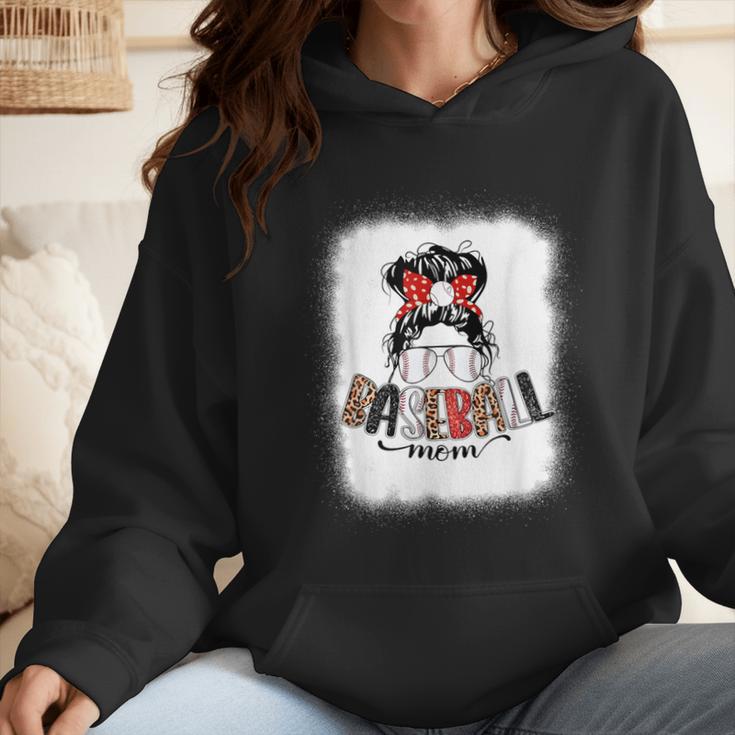 Baseball Mom Messy Bun Mommy Baseball Player Wmen Hoodie