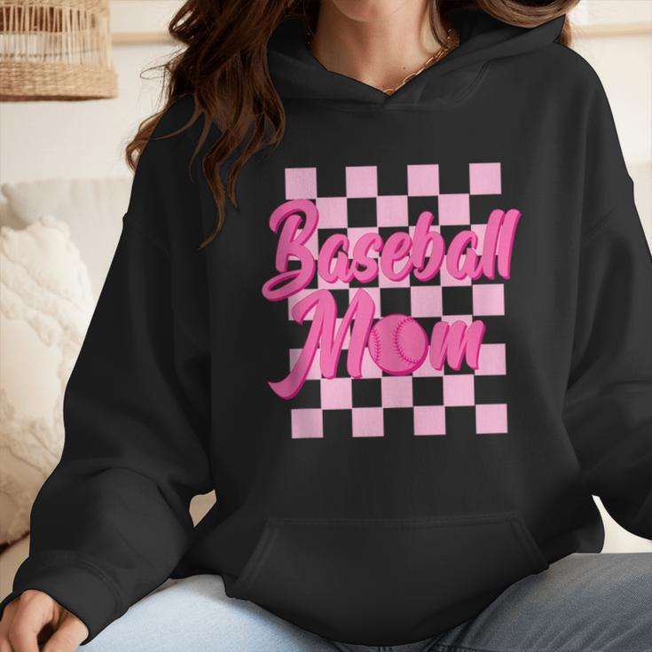 Baseball Mom And Pink Grid Sports Mother Mama Player Wmen Hoodie Baseball Mom And Pink Grid Sports Mother Mama Player Wmen Hoodie