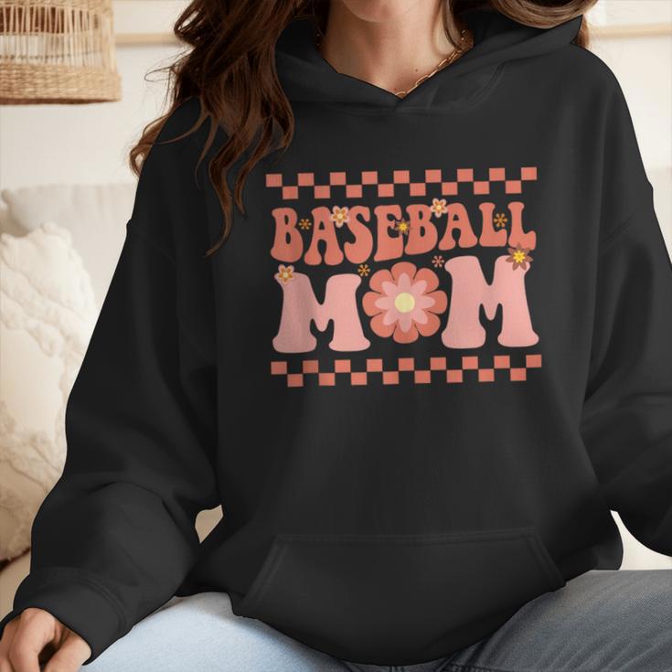 Baseball Mom Baseball Player Mama Women Groovy Wmen Hoodie