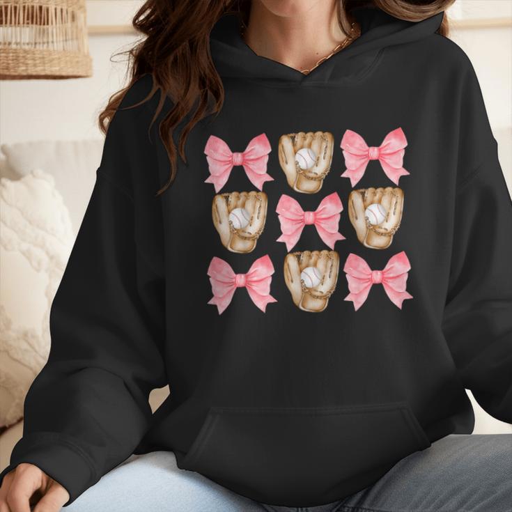 Baseball Mom Sister Tween Teen Girl Girly Pink Bow Preppy Wmen Hoodie