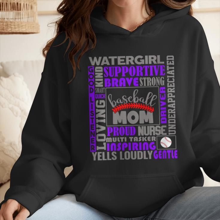 Baseball Mom Traits For Great Mothers Grey And Purple Wmen Hoodie
