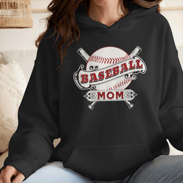 Baseball Mom Vintage Retro Game Day Son Supporter Fan Wmen Hoodie