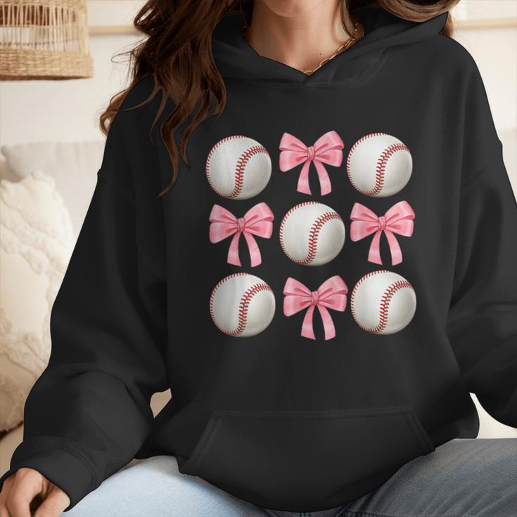 Baseballs And Bows Coquette Baseball Mom Baseball Coach Girl Wmen Hoodie
