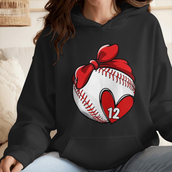 Custom Baseball Mom Number 12 Heart For Mom Mommy Wmen Hoodie