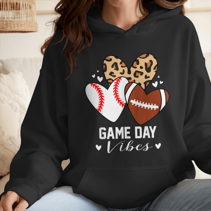 Game Day Vibes Football Baseball Mom Heart Wmen Hoodie