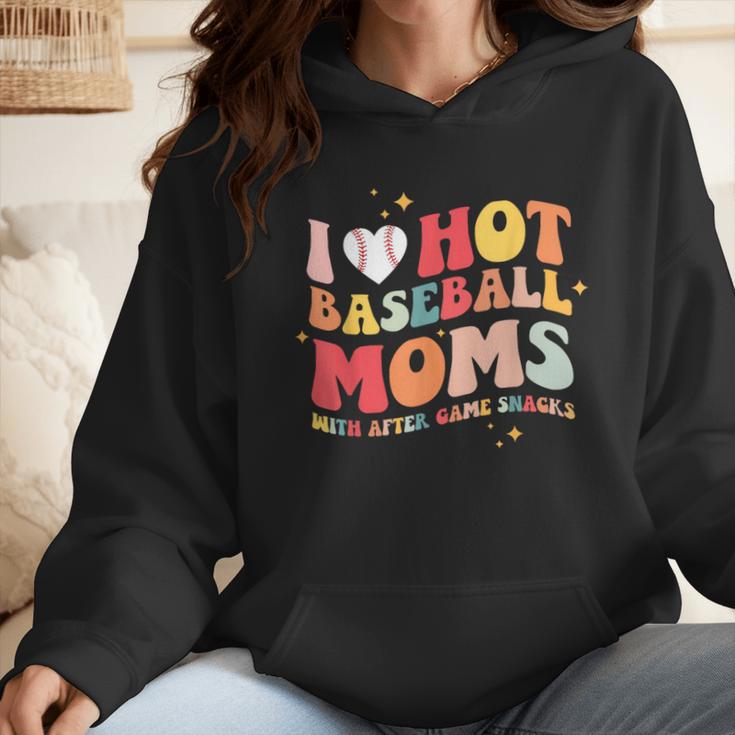 Groovy Retro I Love Hot Baseball Moms With After Game Snacks Wmen Hoodie Groovy Retro I Love Hot Baseball Moms With After Game Snacks Wmen Hoodie